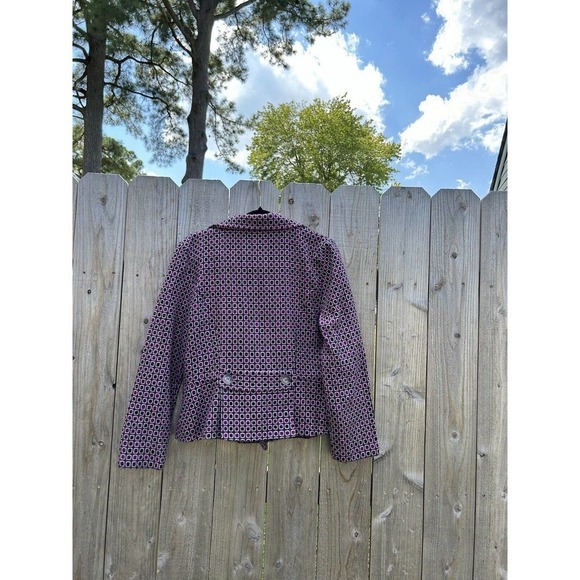 Miss Dorby Vtg Women's Blazer Suit‎ Jacket Purple Geometric Size 12 - Picture 8 of 10